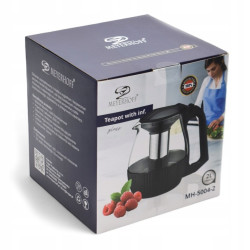 DZBANEK szklany Z ZAPARZACZEM sitkiem do ziół herbaty 2L Meyerhoff CZARNY