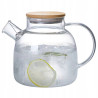 DZBANEK SZKLANY Z SITKIEM w dzióbku UCHWYTEM drewnianą pokrywką 1,5 l