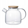 DZBANEK SZKLANY Z SITKIEM w dzióbku UCHWYTEM drewnianą pokrywką 1,5 l