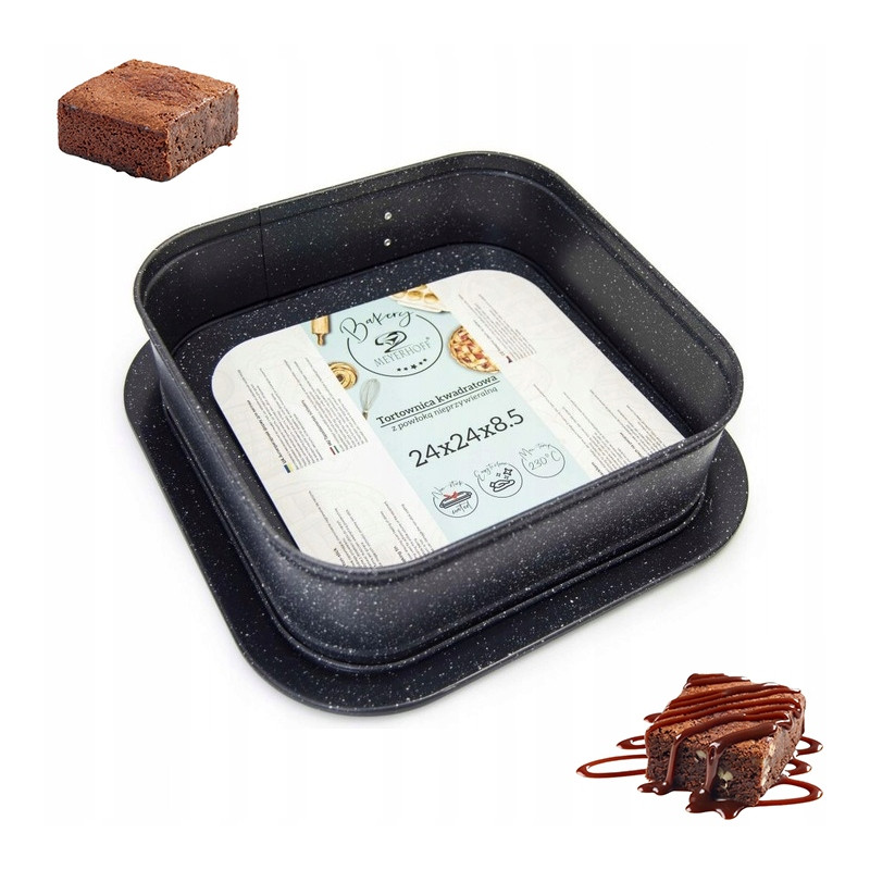 TORTOWNICA blacha forma do pieczenia KWADRATOWA non-stick MARMUREK 24 cm
