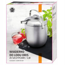 WIADERKO DO LODU 2,8 l z pokrywą + SZCZYPCE satyna Oris KönigHOFFER SREBRNE