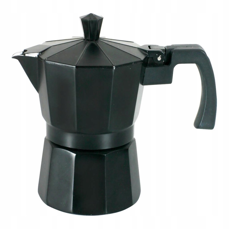 KAWIARKA kafetiera aluminiowa na 9 FILIŻANEK 450 ml Negra Domotti CZARNA