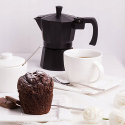 KAWIARKA kafetiera aluminiowa na 9 FILIŻANEK 450 ml Negra Domotti CZARNA