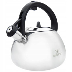 CZAJNIK stalowy nierdzewny z gwizdkiem 3L INDUKCJA Meyerhoff SREBRNY POŁYSK