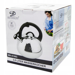 CZAJNIK stalowy nierdzewny z gwizdkiem 3L INDUKCJA Meyerhoff SREBRNY POŁYSK