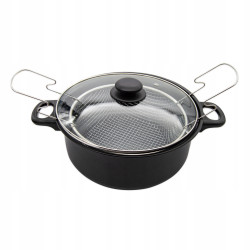 GARNEK DO SMAŻENIA frytek pączków Z KOSZYCZKIEM 4 L Meyerhoff CZARNY