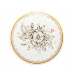 KUBEK porcelanowy z ZAPARZACZEM i POKRYWKĄ kwiaty BIAŁY 340 ml Bella Fiore