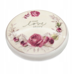 KUBEK porcelanowy z ZAPARZACZEM i POKRYWKĄ kwiaty RÓŻE 340 ml Bella Fiore