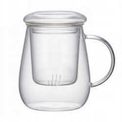 SZKLANKA z uchwytem ZAPARZACZEM i POKRYWKĄ do kawy herbaty 500 ml Tragar
