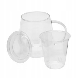 SZKLANKA z uchwytem ZAPARZACZEM i POKRYWKĄ do kawy herbaty 500 ml Tragar