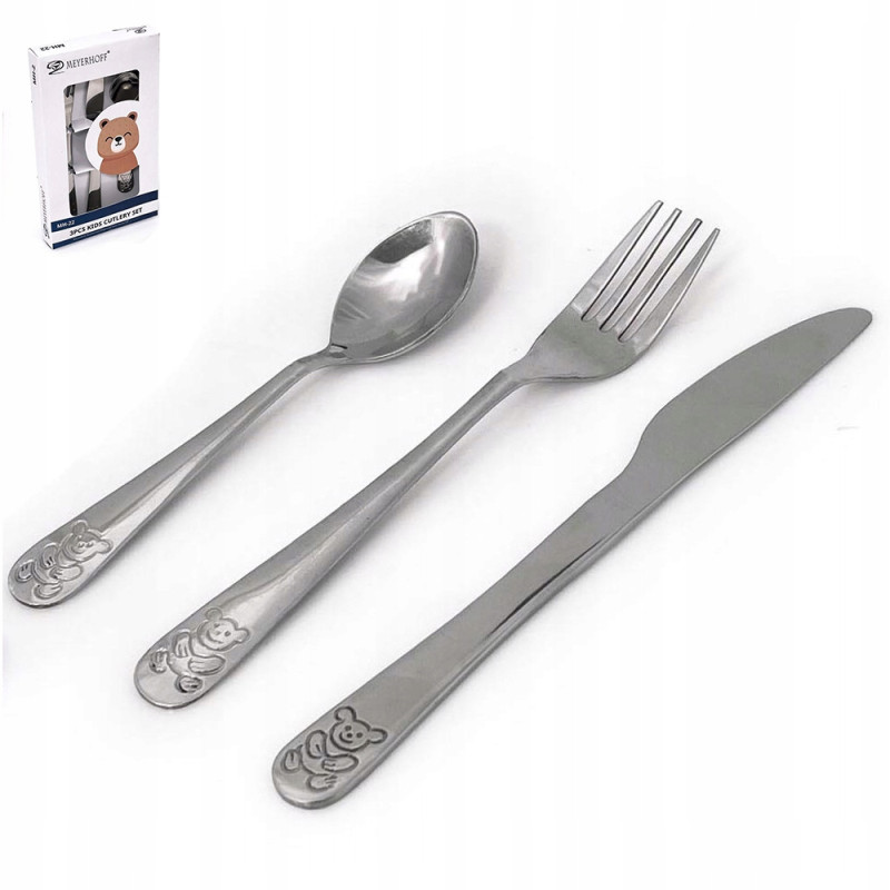 ZESTAW komplet SZTUĆCÓW DLA DZIECI stal nierdzewna 3 el. MIŚ Meyerhoff