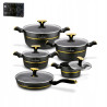 KOMPLET 4 szt GARNKÓW z pokrywami + PATELNIA 10 el Golden Marble Starke Pro