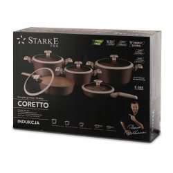 KOMPLET 3 szt. GARNKÓW z pokrywkami + 2x PATELNIA 10 el Coretto Starke Pro