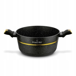 KOMPLET 4 szt GARNKÓW z pokrywami + PATELNIA 10 el Golden Marble Starke Pro