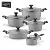 KOMPLET 3 GARNKÓW z pokrywkami + RONDEL + PATELNIA 10 el Musse Grey Starke