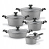 KOMPLET 3 GARNKÓW z pokrywkami + RONDEL + PATELNIA 10 el Musse Grey Starke