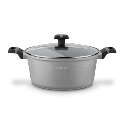 KOMPLET 3 GARNKÓW z pokrywkami + RONDEL + PATELNIA 10 el Musse Grey Starke