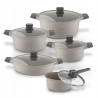 KOMPLET 3 GARNKÓW pokrywy + RONDEL + PATELNIA 10 el Stoneware Marble Starke