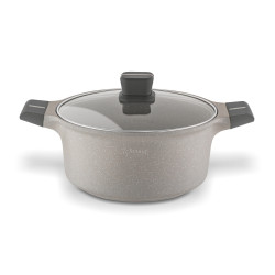 KOMPLET 3 GARNKÓW pokrywy + RONDEL + PATELNIA 10 el Stoneware Marble Starke