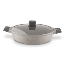 KOMPLET 3 GARNKÓW pokrywy + RONDEL + PATELNIA 10 el Stoneware Marble Starke