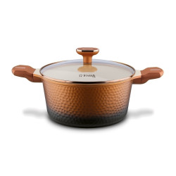 KOMPLET 3 GARNKÓW pokrywy + RONDEL + PATELNIA 10 el Texture Copper Starke