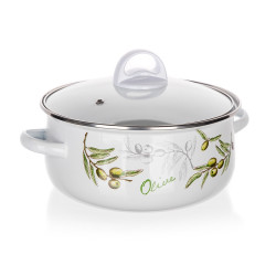 Komplet GARNKÓW EMALIOWANYCH 0,7/1,5/2,95 l + pokrywki 6 el. OLIVES Banquet