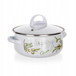 Komplet GARNKÓW EMALIOWANYCH 0,7/1,5/2,95 l + pokrywki 6 el. OLIVES Banquet