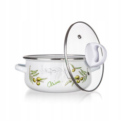Komplet GARNKÓW EMALIOWANYCH 0,7/1,5/2,95 l + pokrywki 6 el. OLIVES Banquet