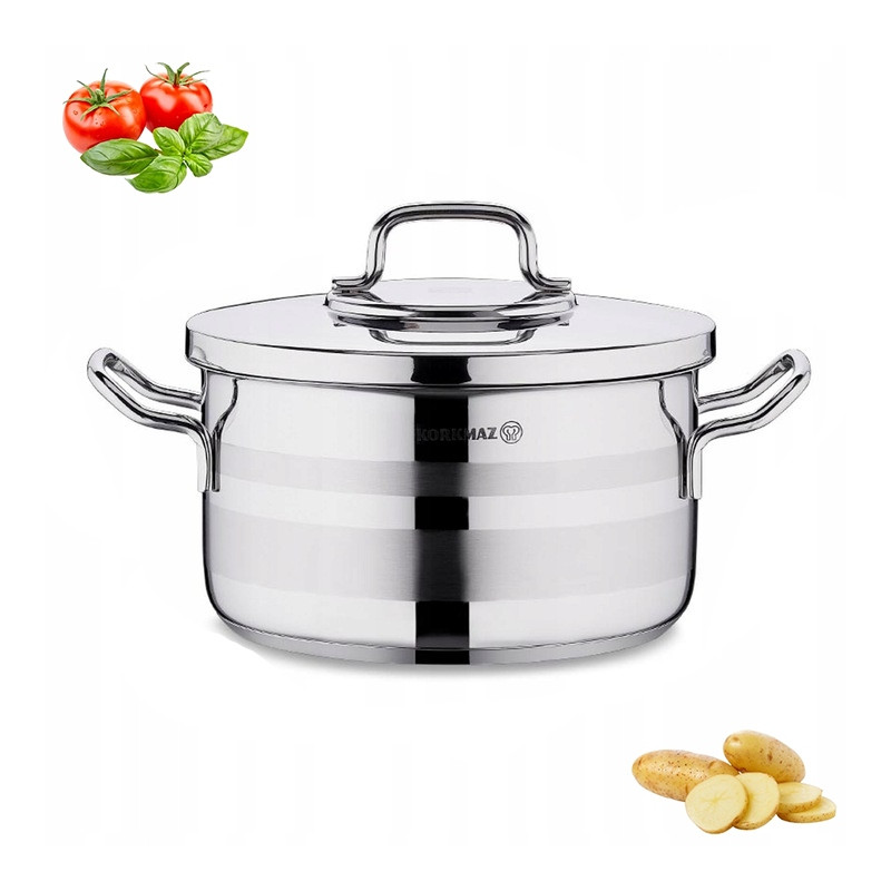 GARNEK stalowy NIERDZEWNY z pokrywą INDUKCJA 2,6 l śr 18 cm Astra Korkmaz