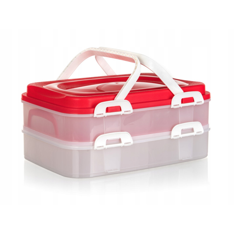 Party box DWUPIĘTROWY POJEMNIK na ciasto 2 x 7 L Culinaria Banquet CZERWONY