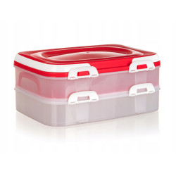 Party box DWUPIĘTROWY POJEMNIK na ciasto 2 x 7 L Culinaria Banquet CZERWONY