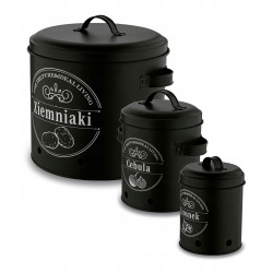 Zestaw 3 METALOWYCH POJEMNIKÓW kuchennych ziemniaki cebula czosnek Tadar